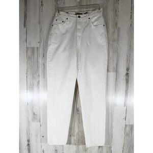 Express EXP Vintage 90s High Rise Jeans 11/12 (27x30) Cream Cotton Tapered USA